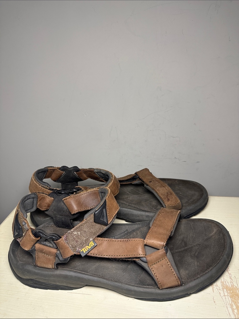 Teva Brown and Black Leather Strap Hiking Sandals
